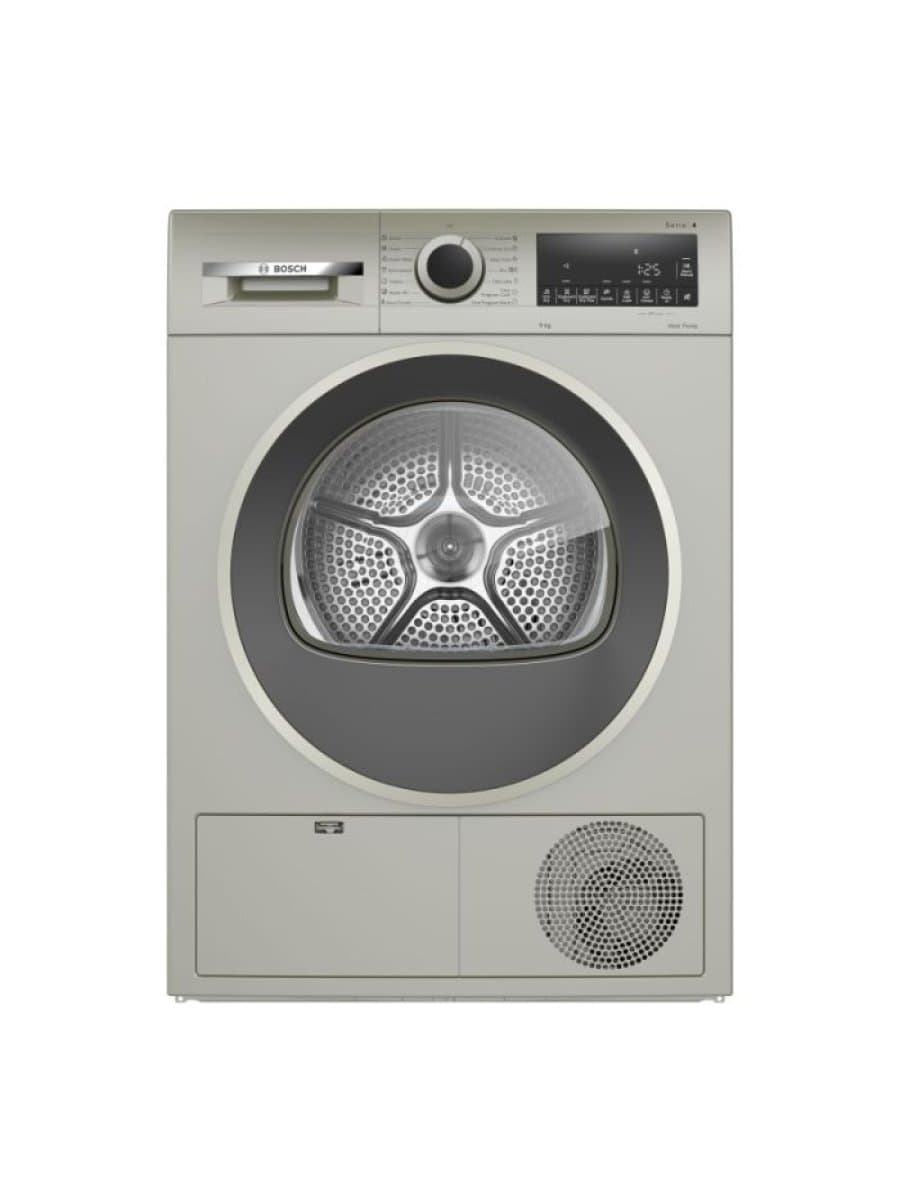 Сушильная машина Bosch WQG1420XME, тепловой насос, 9 кг, серебристая нержавеющая сталь