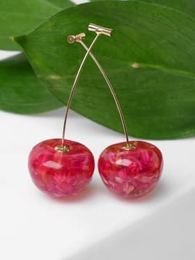 Серьги пластик «Ягодка», черешня, красные в золоте